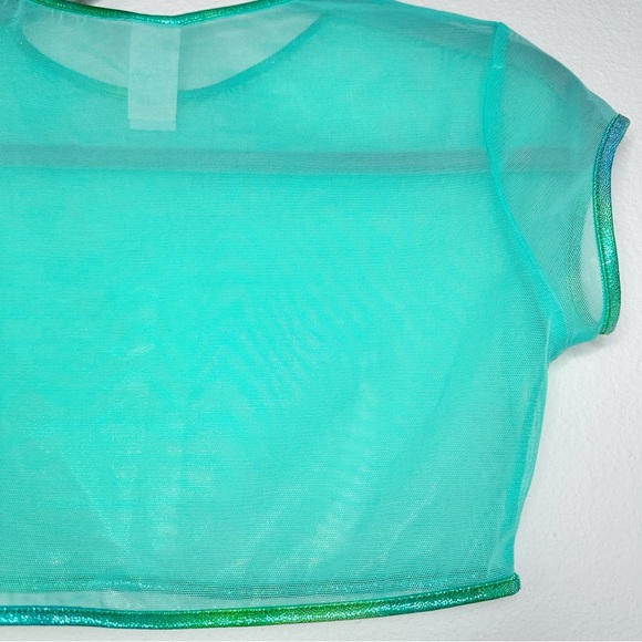 J Valentine Mesh Holographic Trim Crop Top - Picture 9 of 11